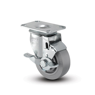 TPR Swivel Gray Small Top Plate with Brake 4"