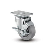 TPR Swivel Gray Small Top Plate with Brake 3 1/2"