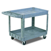Heavy duty two tier plastic utility cart w/ cup holder